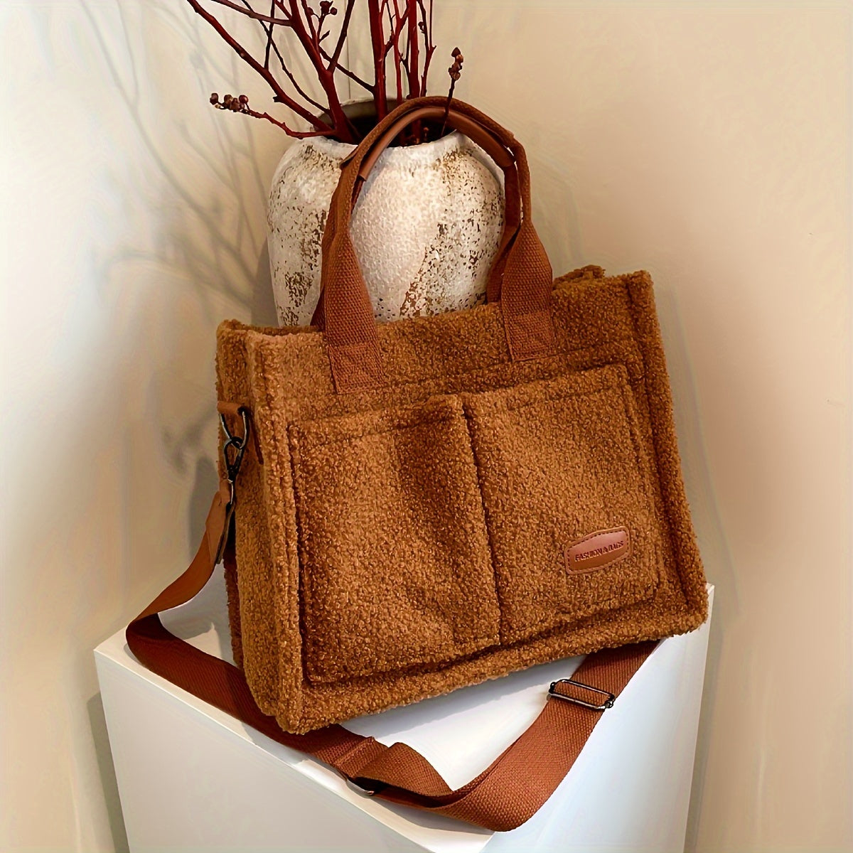 Urban Sherpa Multi-Pocket Tote Bag – Cozy Chic Edition