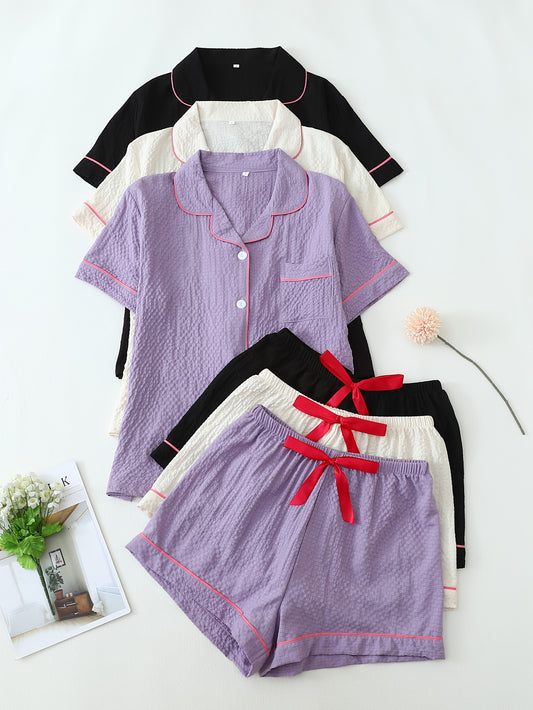 Blush Pop Crinkle PJ Set (Combo of 3)