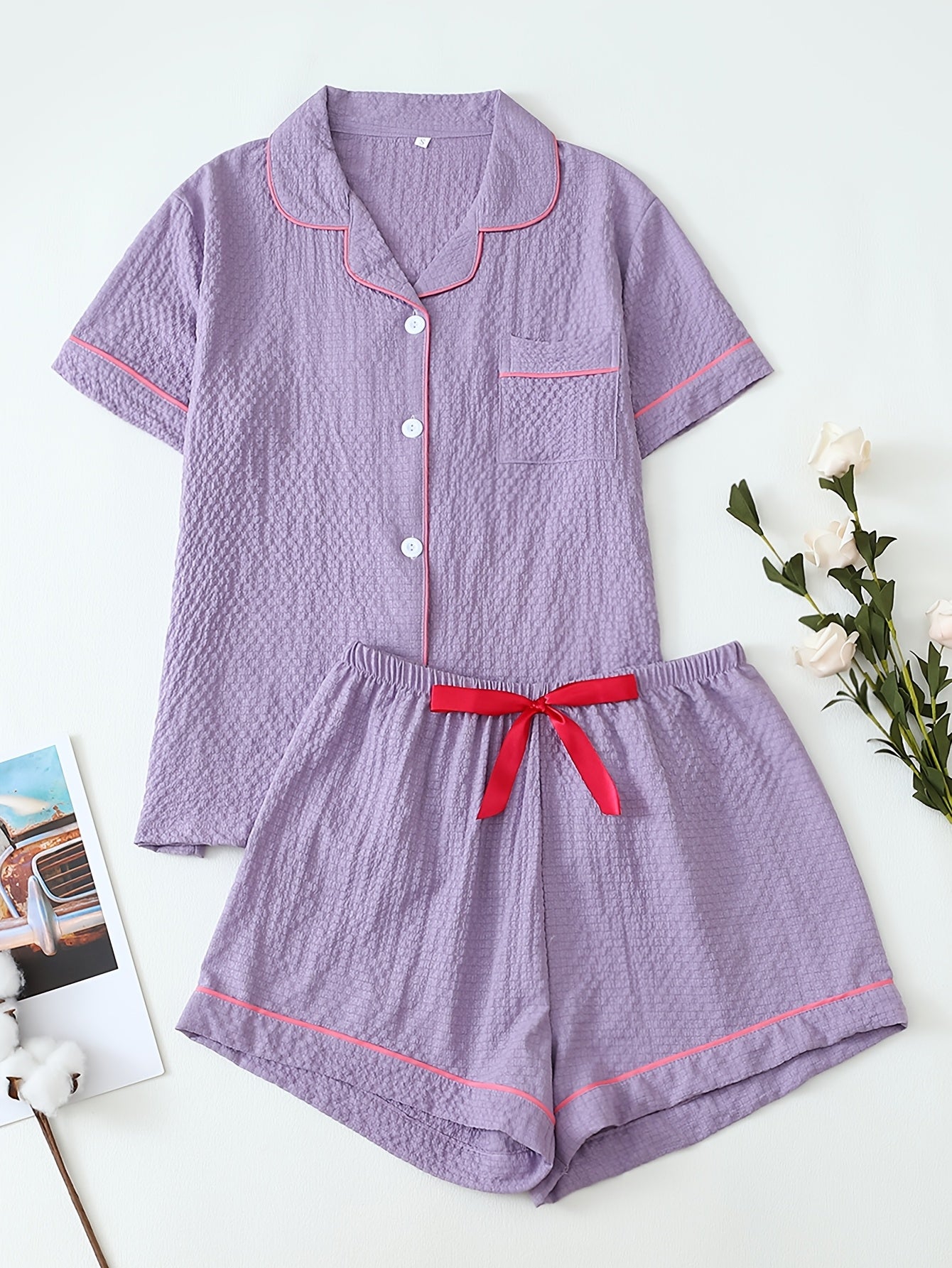 Blush Pop Crinkle PJ Set (Combo of 3)