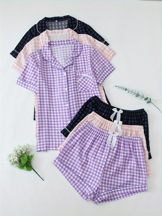 Gingham Dream PJ Set (Combo of 3)