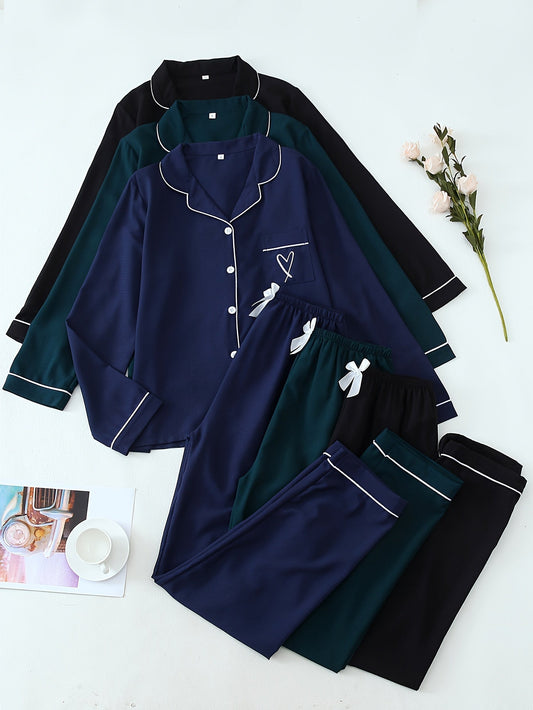 Midnight Heart Cotton PJ Set (Combo of 3)