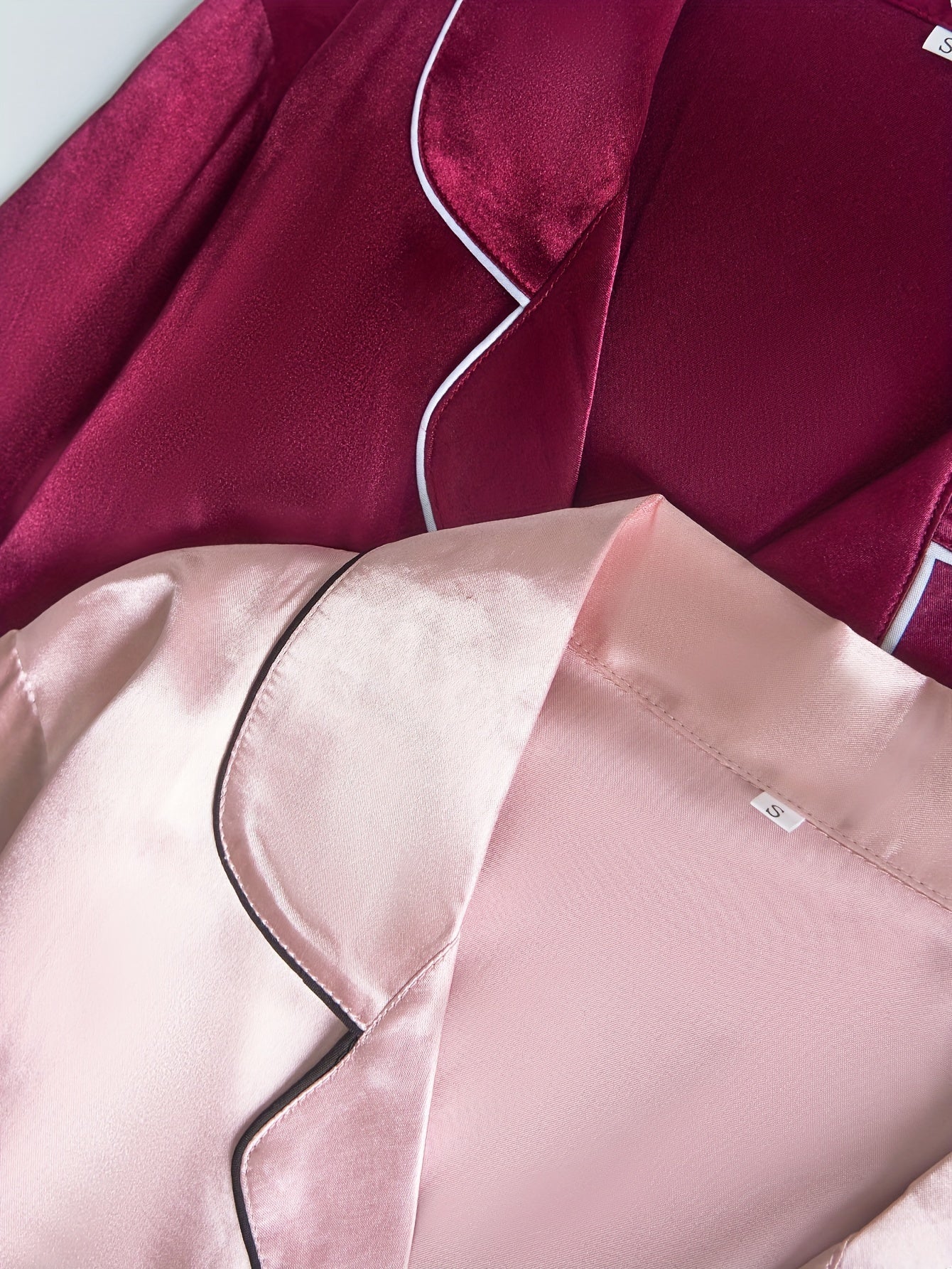 Women’s Premium Satin Night Suit Set – Pack of 2 (Blush Pink & Wine)