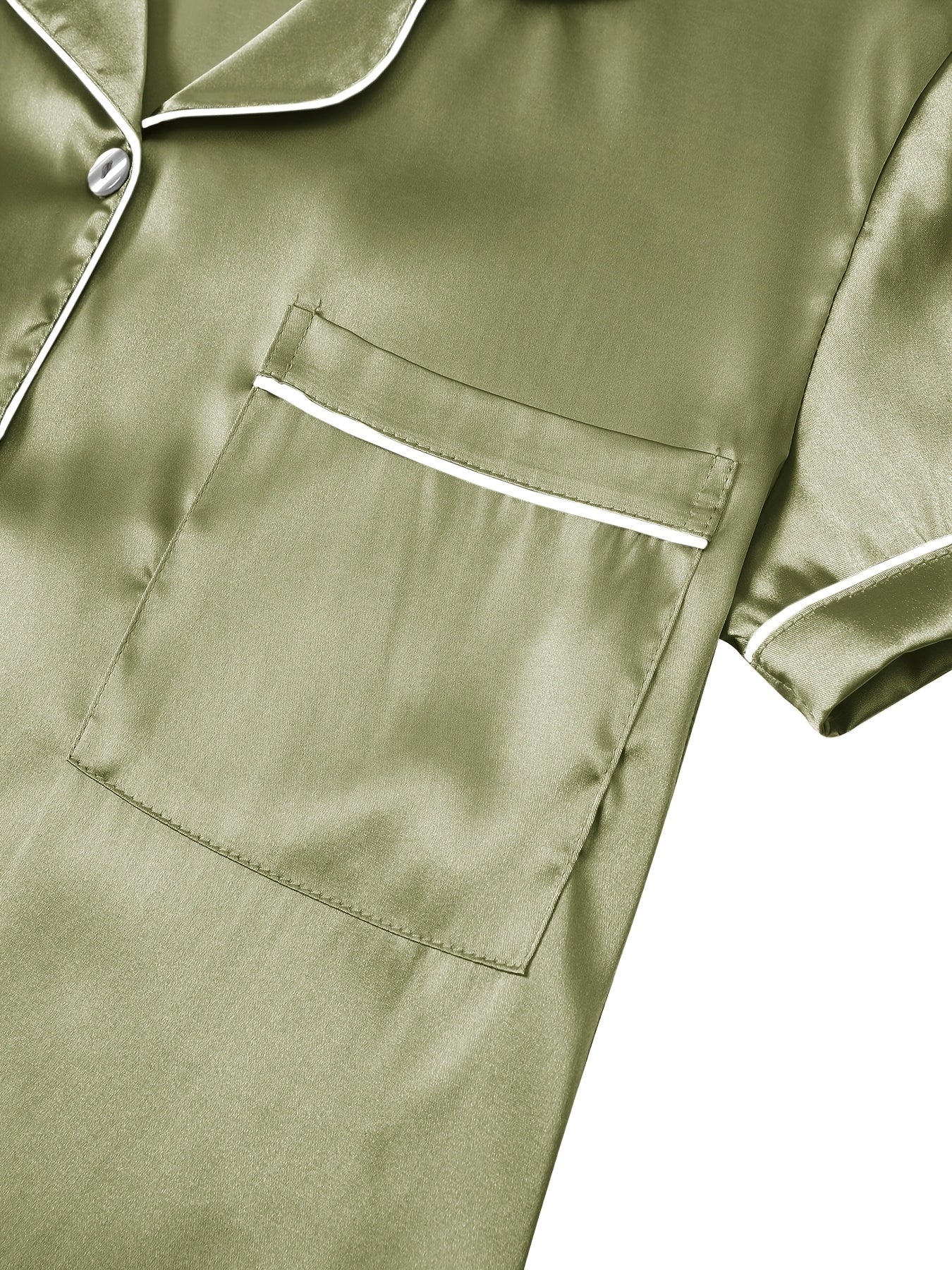 Women’s Satin Nightwear Combo Set – 2 Tops, 2 Shorts & 2 Pajamas (Lavender & Olive Green)