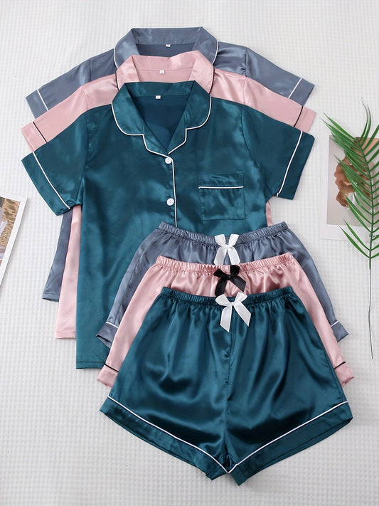 Luxe Glow Satin Pajama Set (Combo of 3)