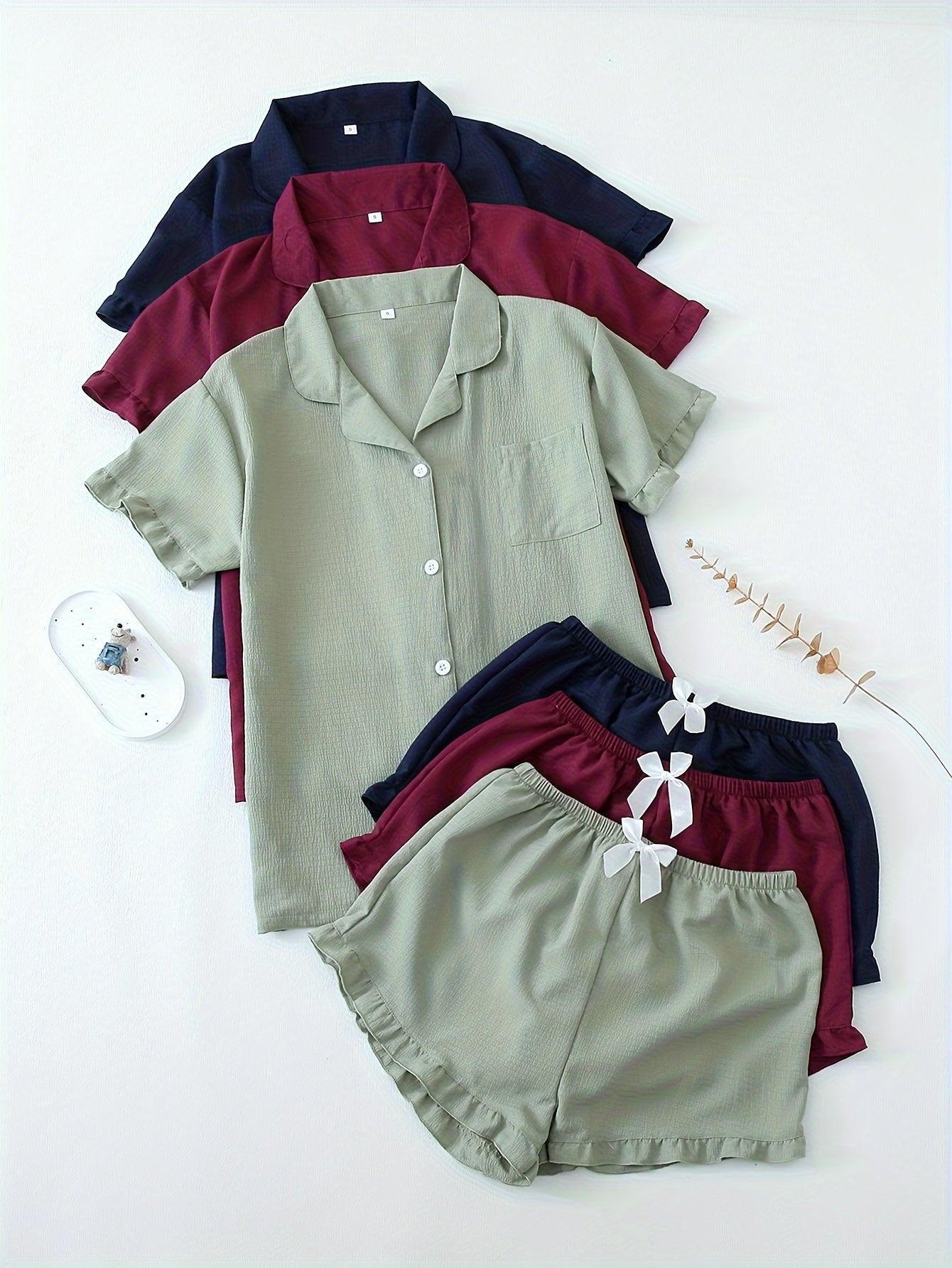 Sereni Luxe Ruffle PJ Set (Combo of 3)