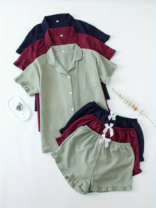 Sereni Luxe Ruffle PJ Set (Combo of 3)