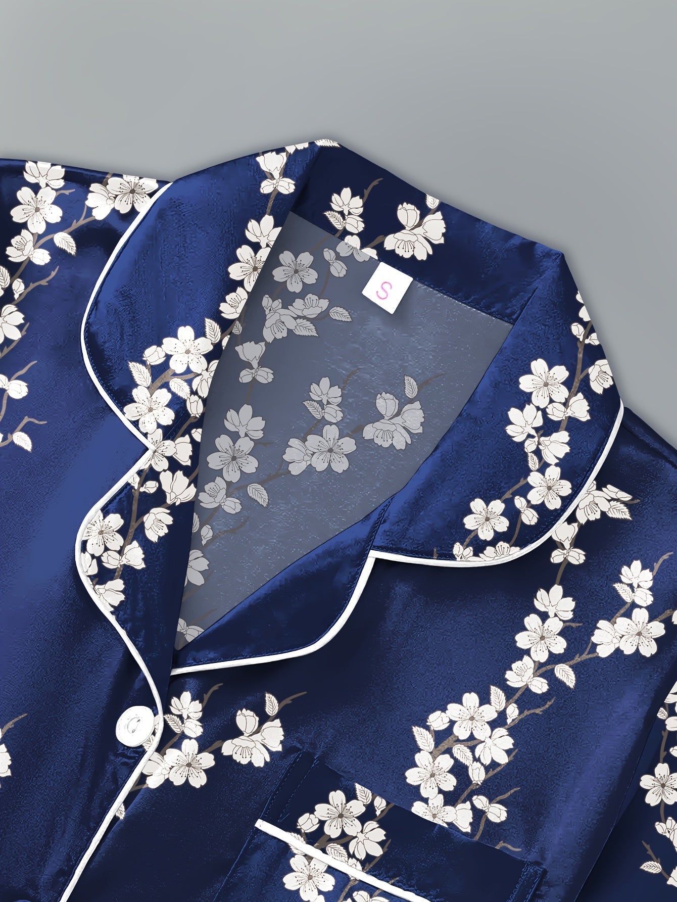 Women’s Satin Floral Print Night Suit Set – Pack of 3 (Beige, Purple & Navy Blue)