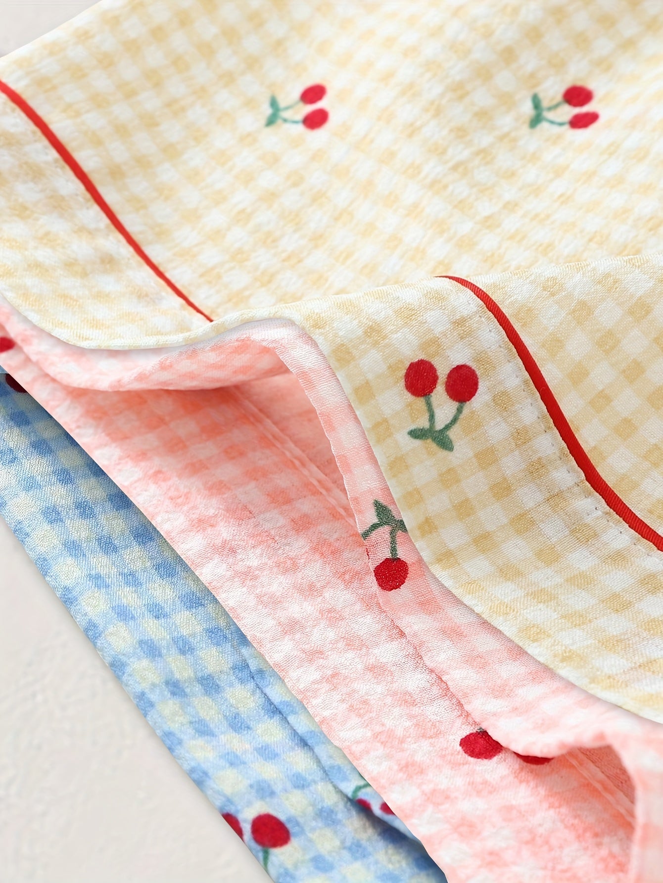 Cherry Gingham Cotton PJ Set (Combo of 3)