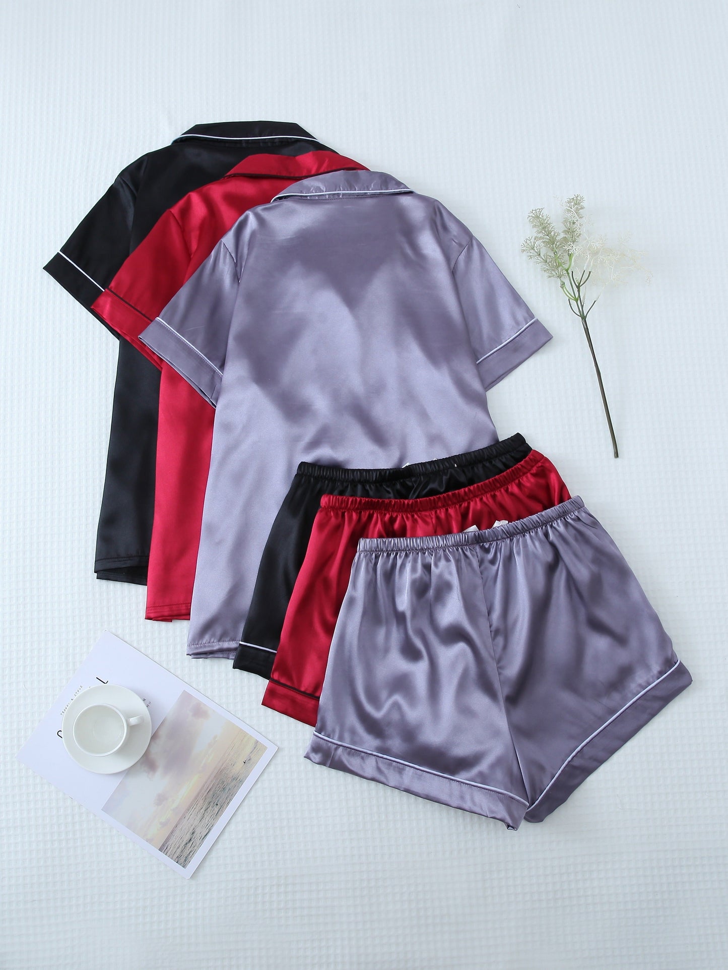 Midnight Luxe Satin PJ Set (Combo of 3)