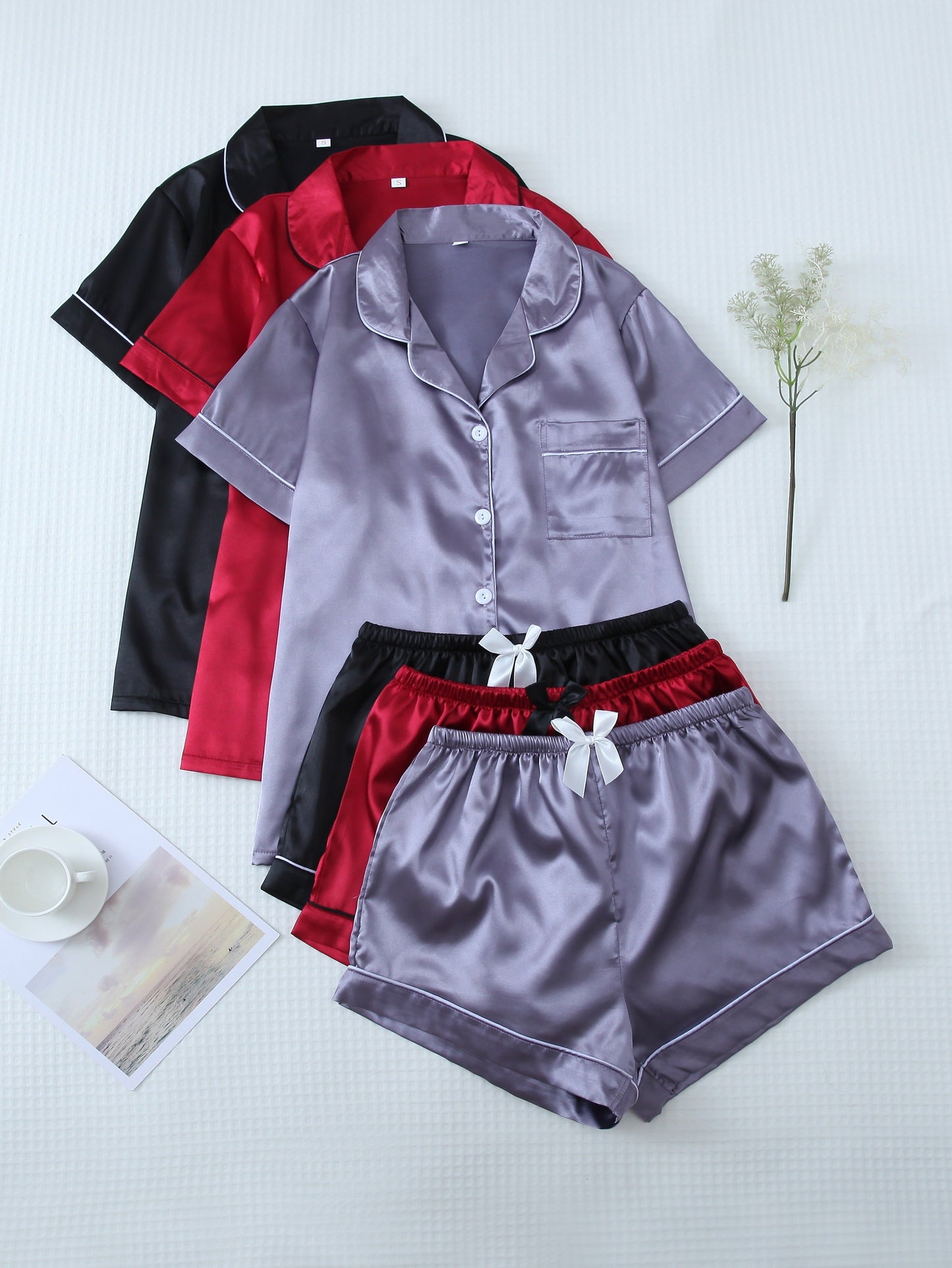 Midnight Luxe Satin PJ Set (Combo of 3)