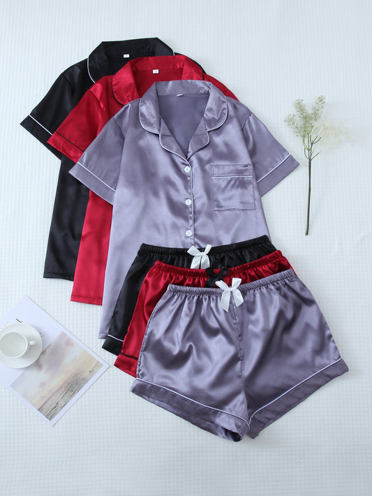 Midnight Luxe Satin PJ Set (Combo of 3)