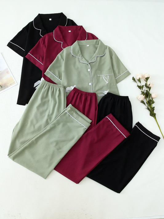 Premium Cotton Half Sleeve Pajama Set for Women – Pack of 3 (Green, Maroon, Black)