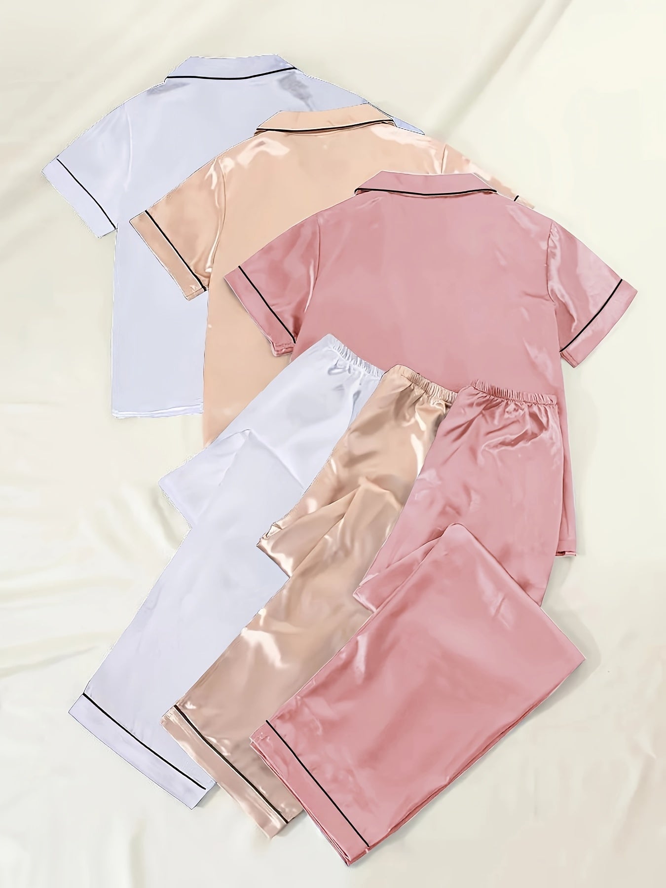 Soft Glow Satin Night Suit Set (Combo of 3)