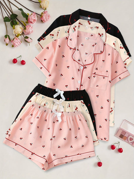 Cherry Pop Cotton PJ Set (Combo of 3)