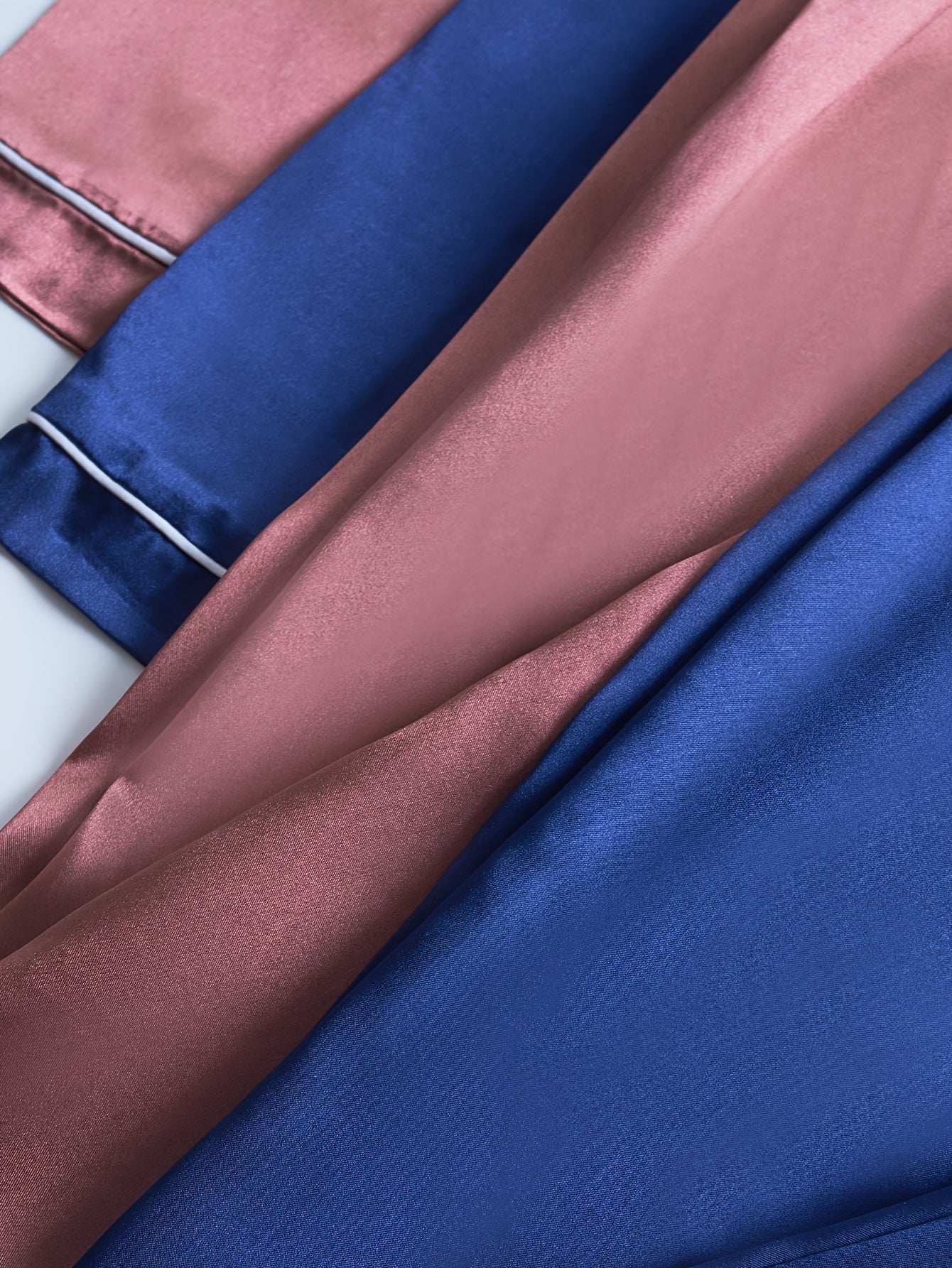 Women’s Premium Satin Night Suit Set – Pack of 2 (Royal Blue & Rose Brown)
