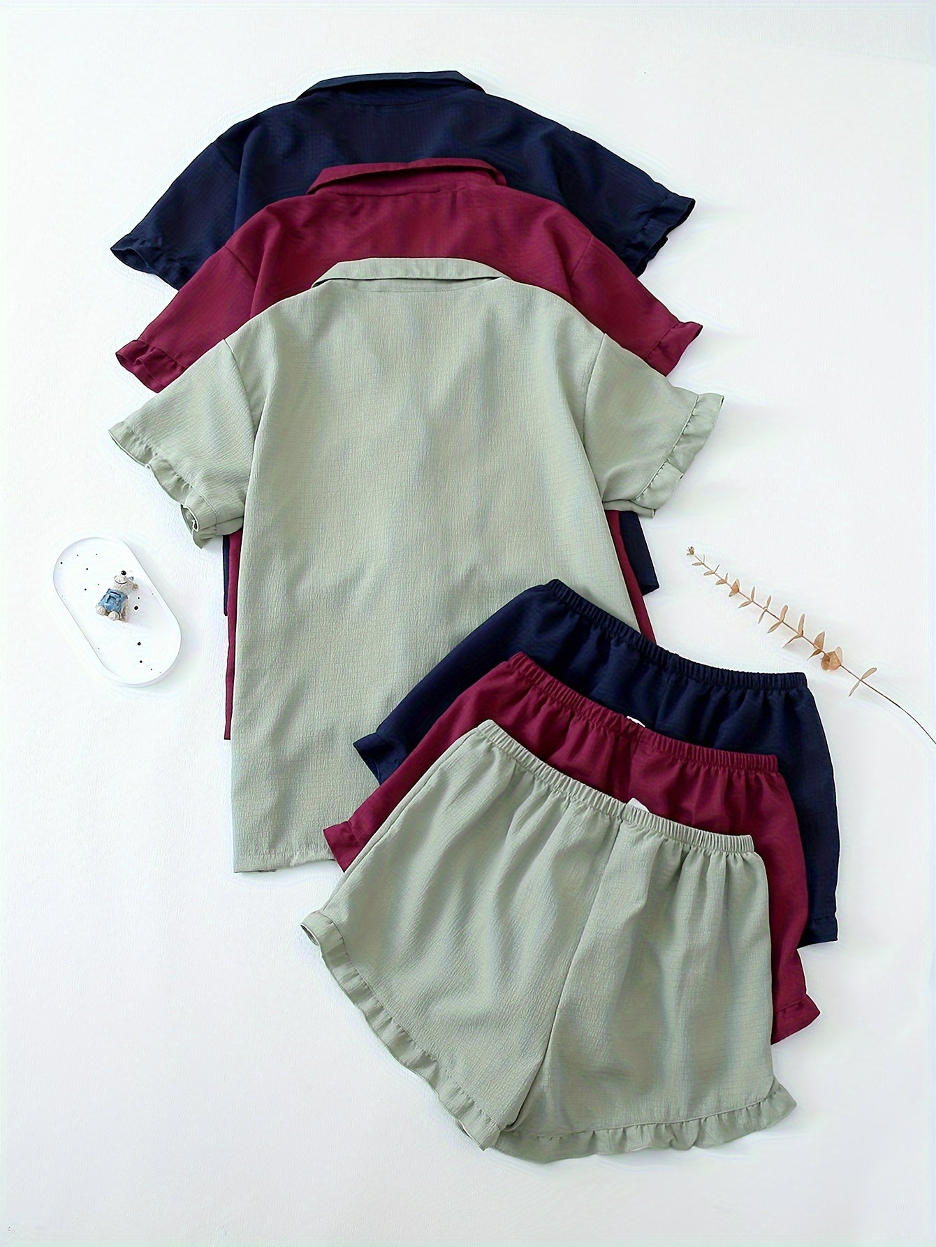 Sereni Luxe Ruffle PJ Set (Combo of 3)