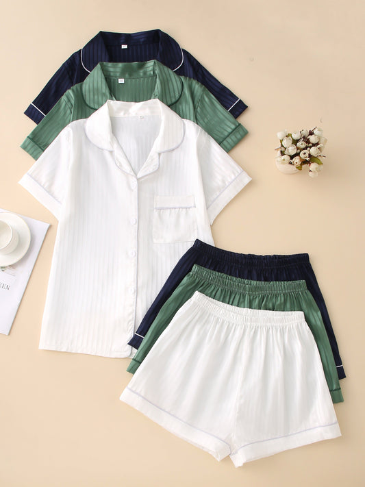Silva Luxe Satin PJ Sett (Combo of 3)