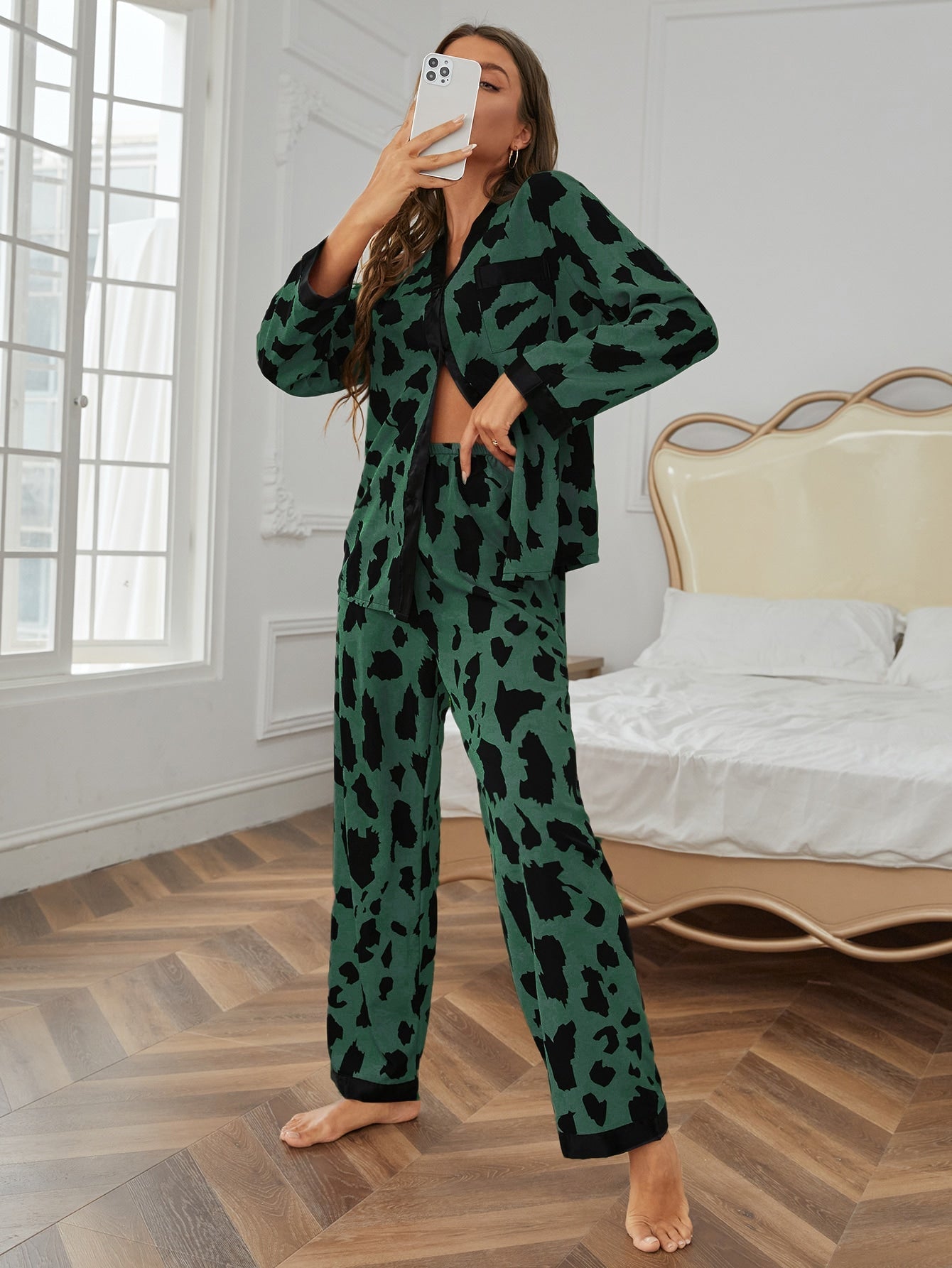 Allover Print Contrast Trim Pyjama Set (Pack of 3 Sets)