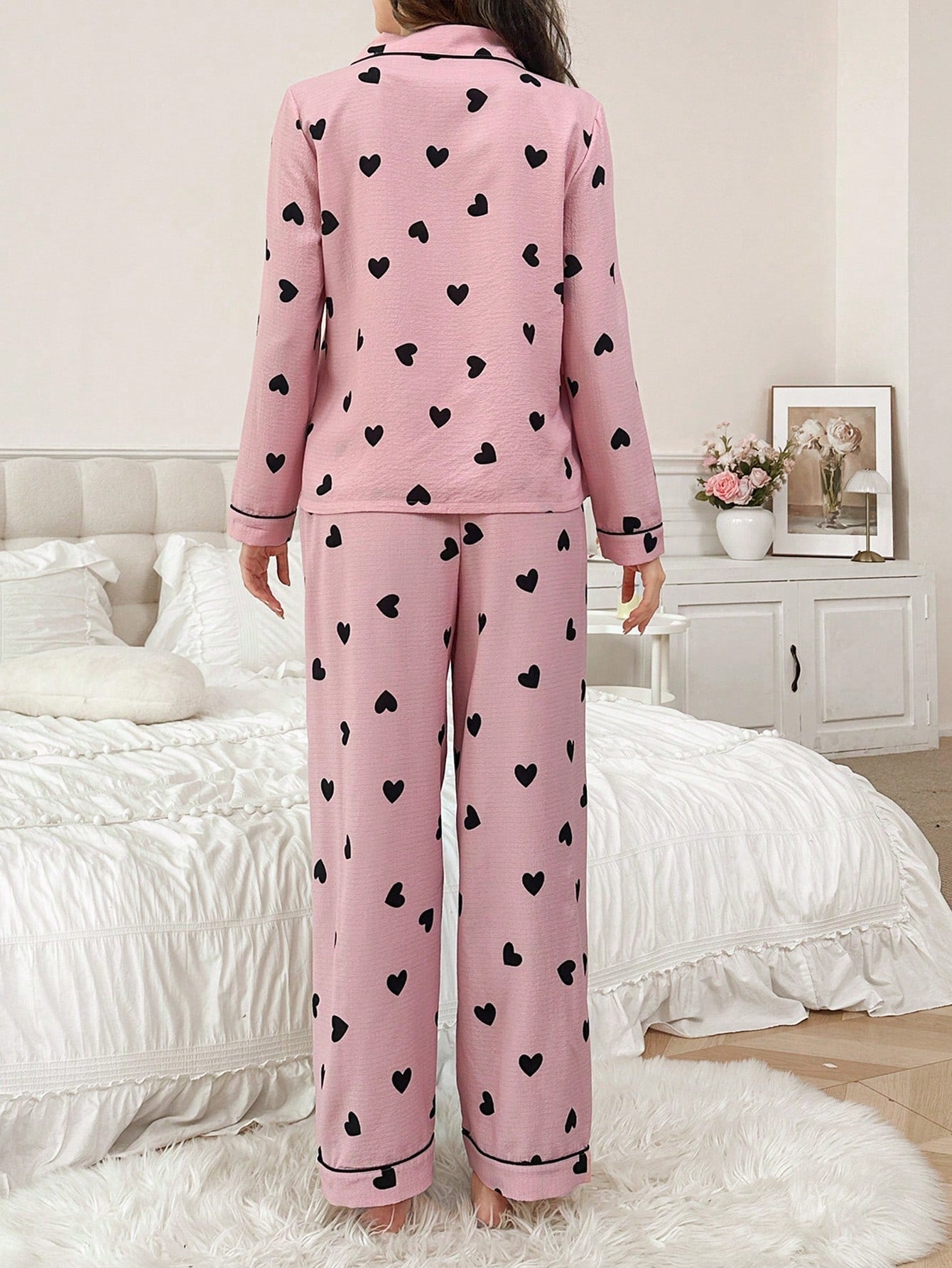 Heart Bubble Wrinkled Women Pajama Set (Pack of 3 Sets)