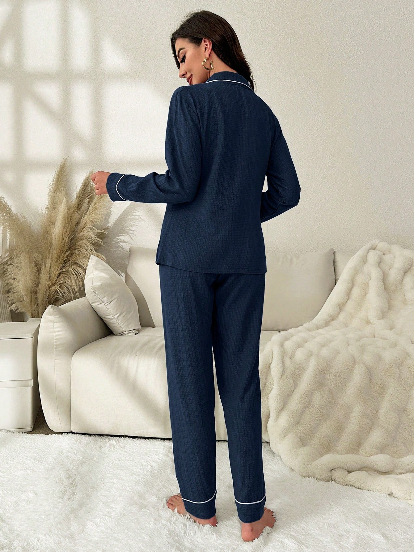 Rolled Edge & Bowknot Detail Pajamas Set (Pack of 3 Sets)