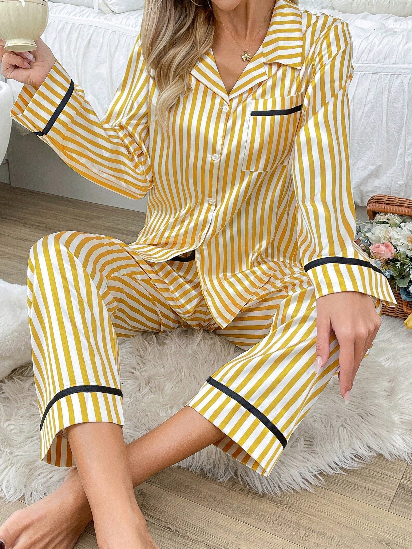 Luxe Satin Stripe Pajama Set Combo (Pack of 3)