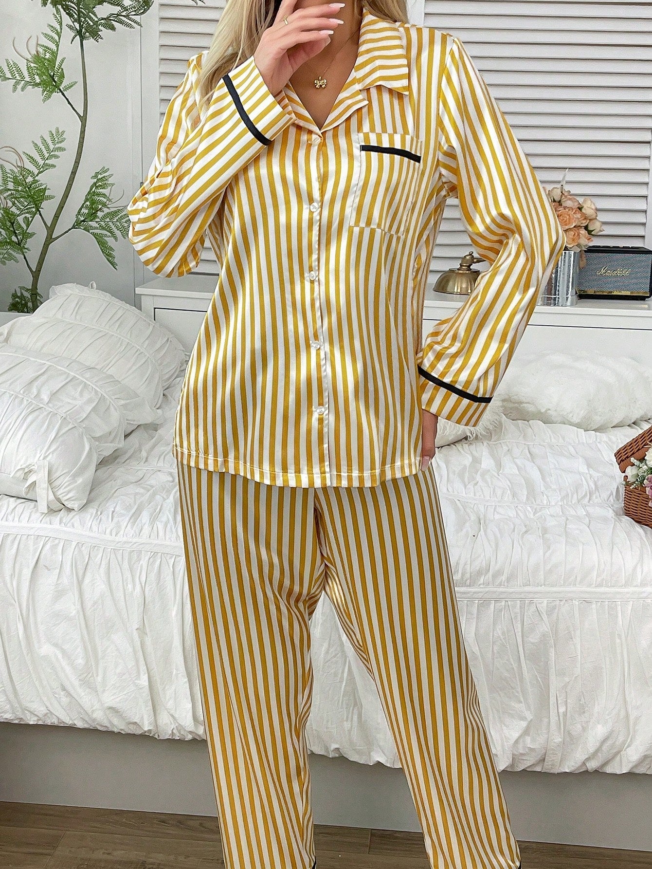 Luxe Satin Stripe Pajama Set Combo (Pack of 3)