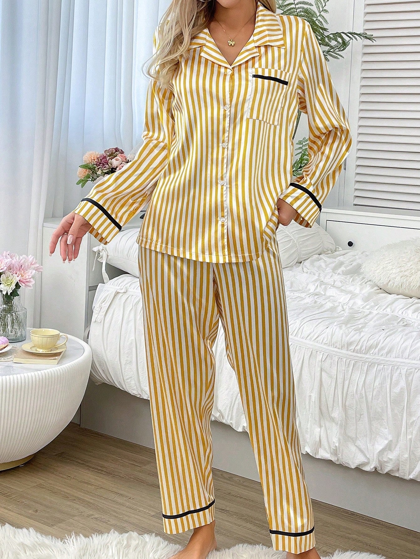 Luxe Satin Stripe Pajama Set Combo (Pack of 3)