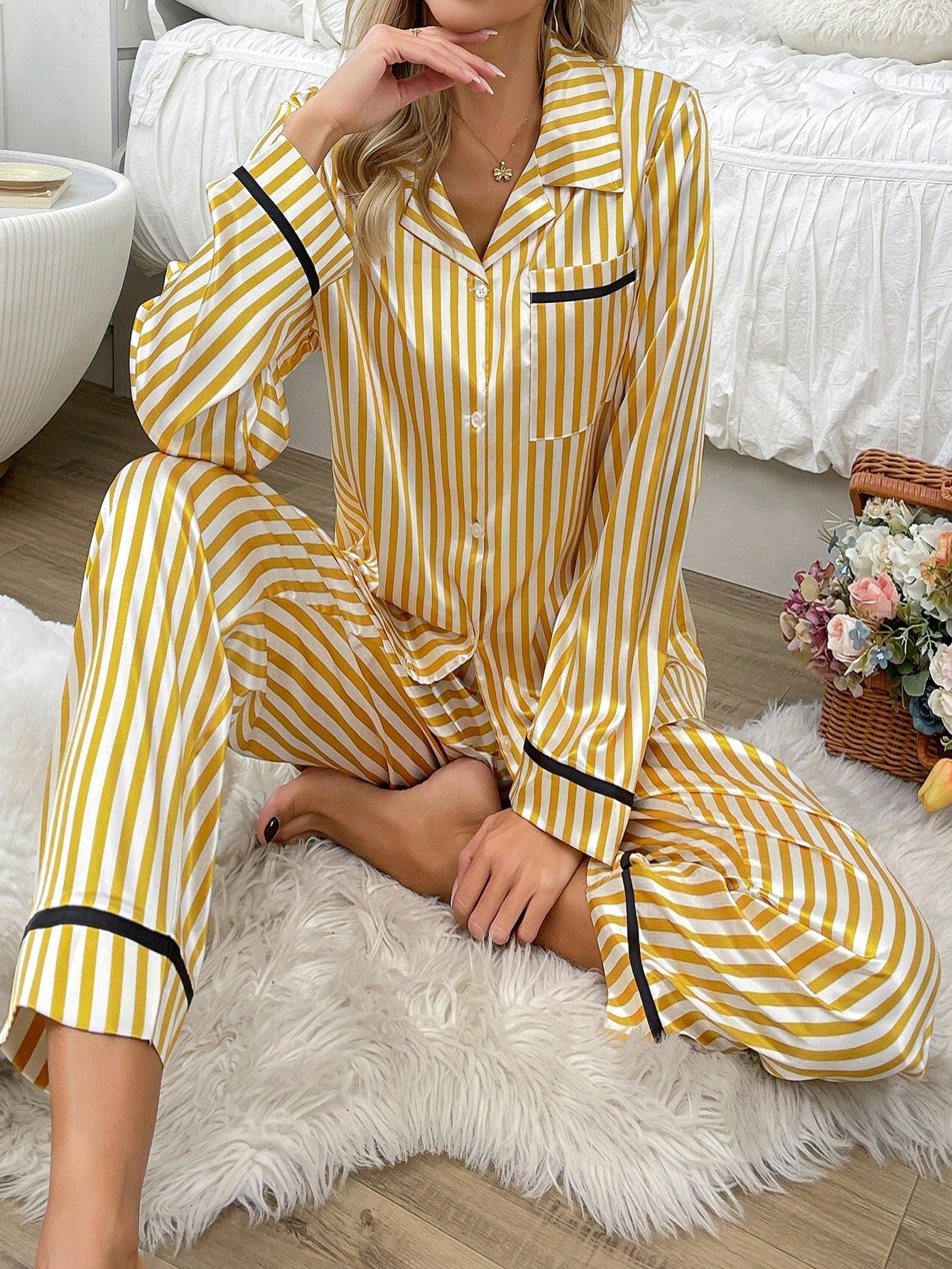 Luxe Satin Stripe Pajama Set Combo (Pack of 3)