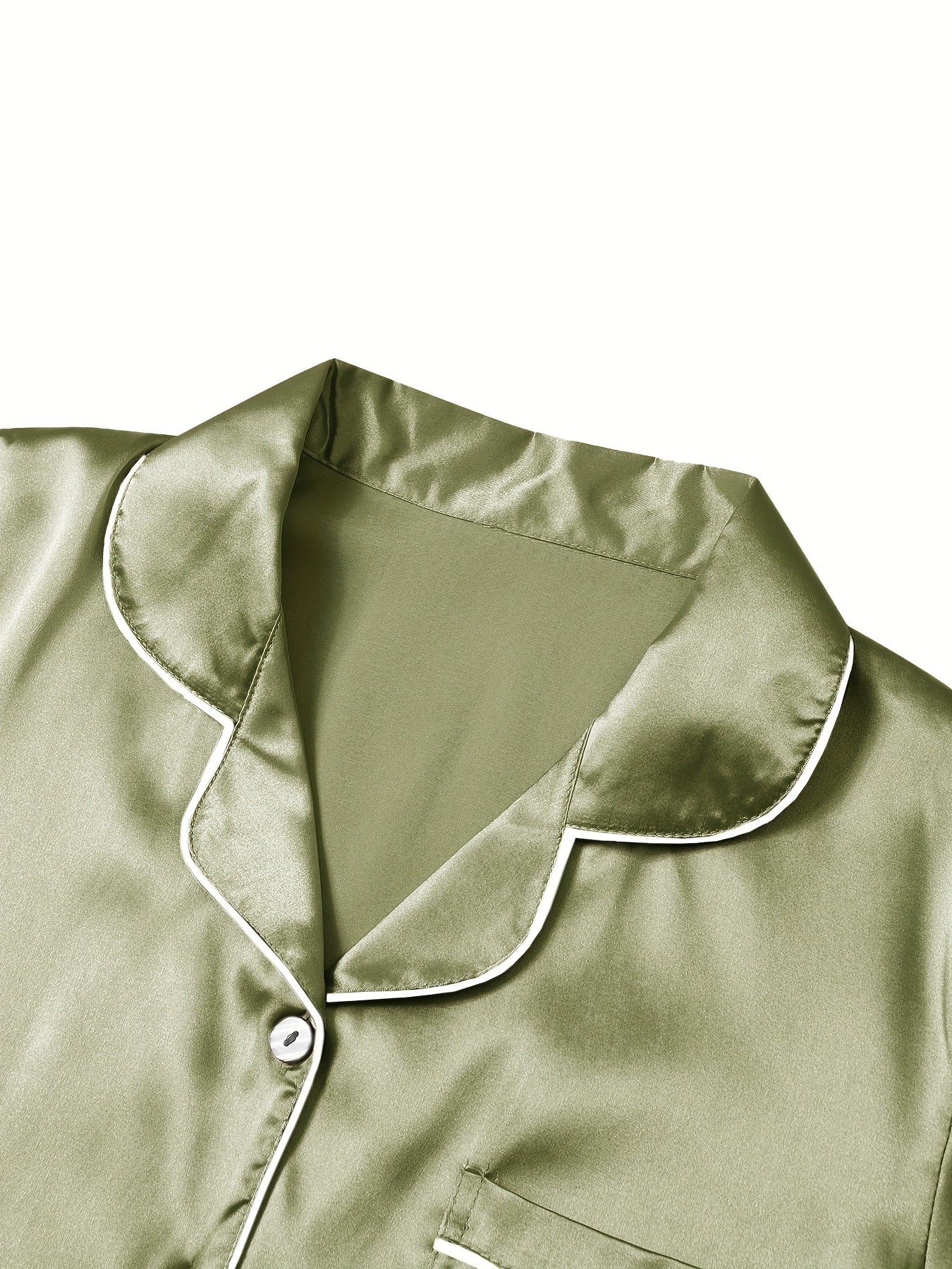 Women’s Satin Nightwear Combo Set – 2 Tops, 2 Shorts & 2 Pajamas (Lavender & Olive Green)