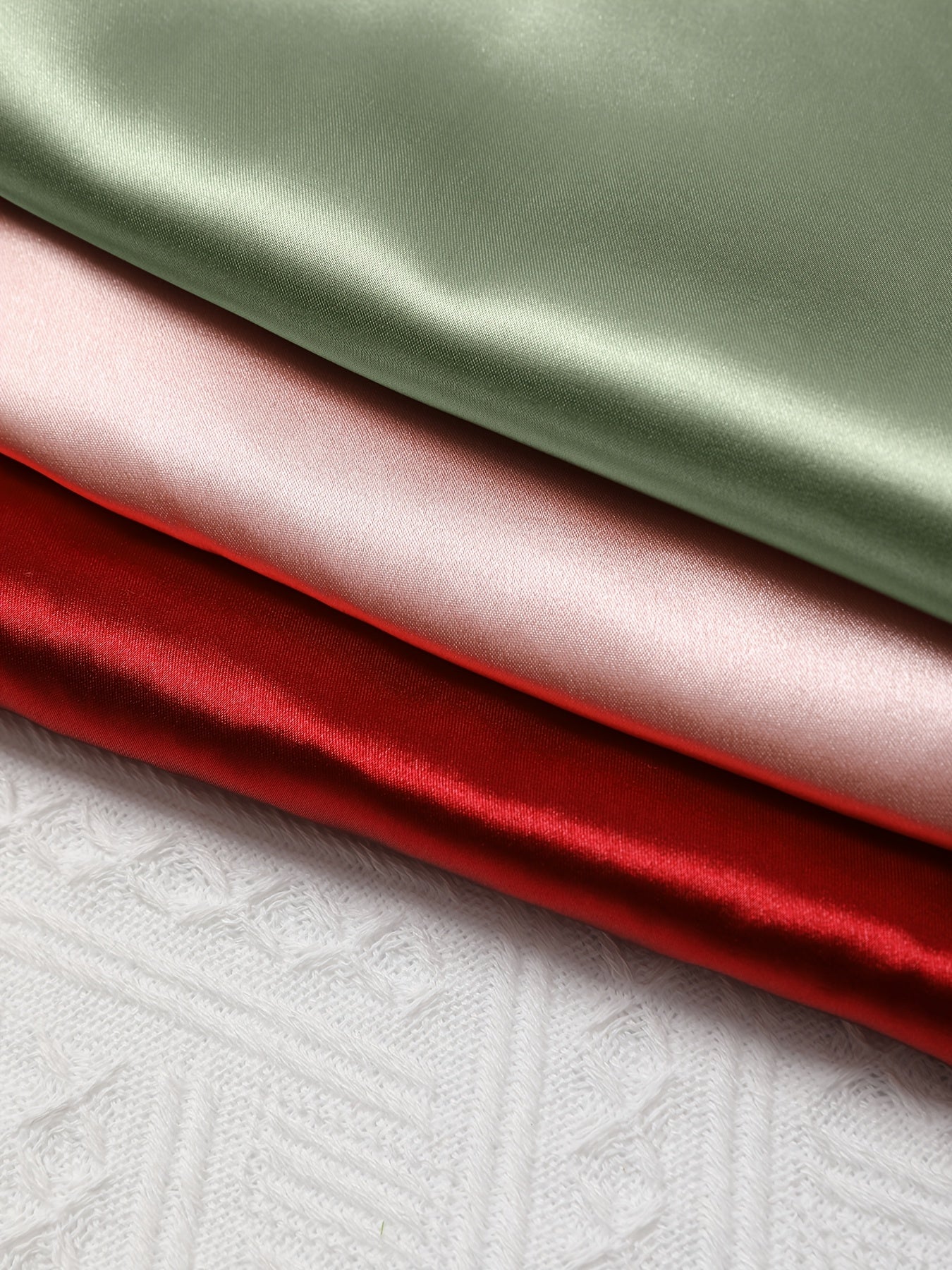 Women's Satin Night Suit Set – Pack of 3 (Red, Pink & Mint Green) | Full Sleeve Pajama Combo