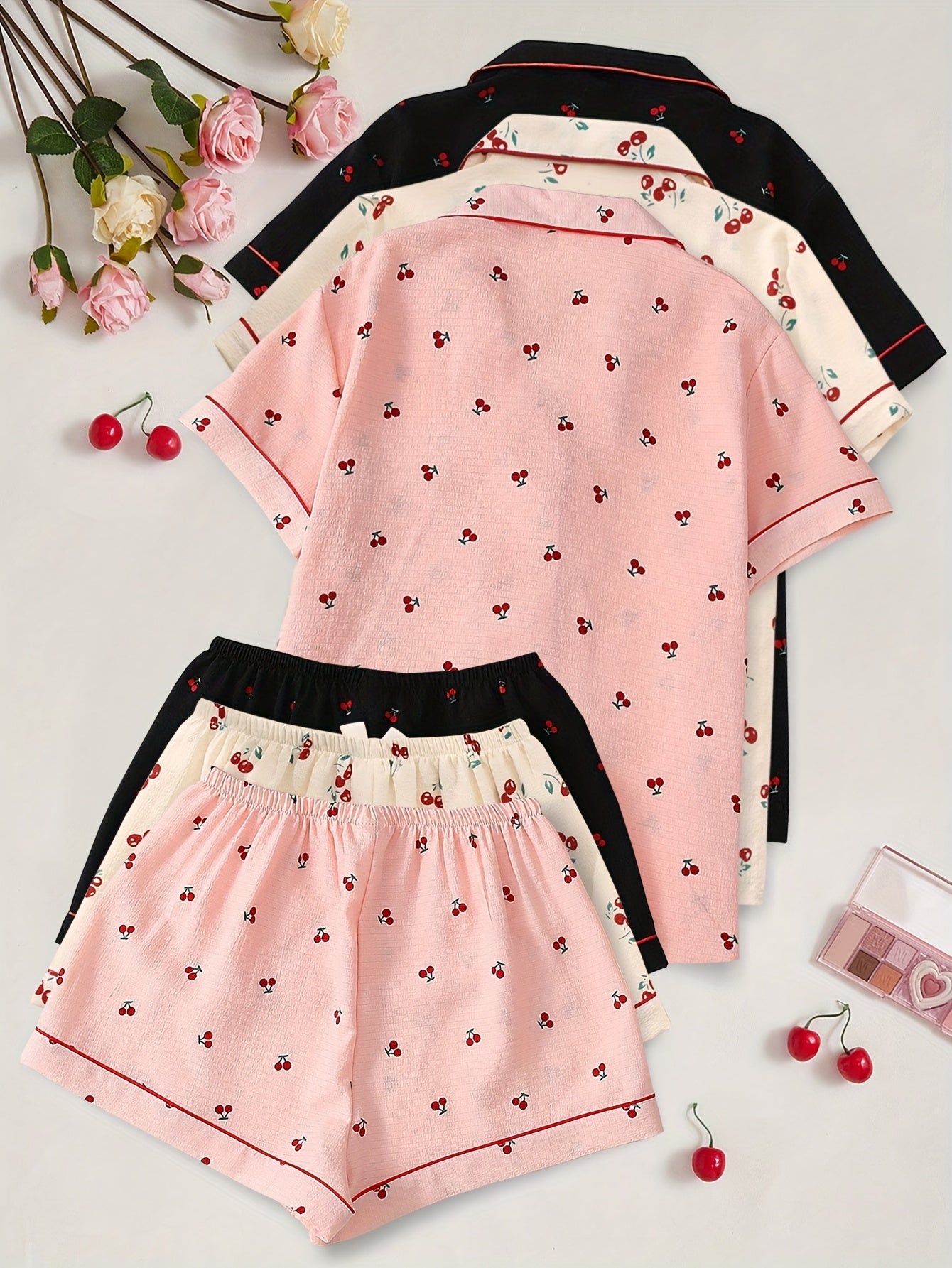Cherry Pop Cotton PJ Set (Combo of 3)