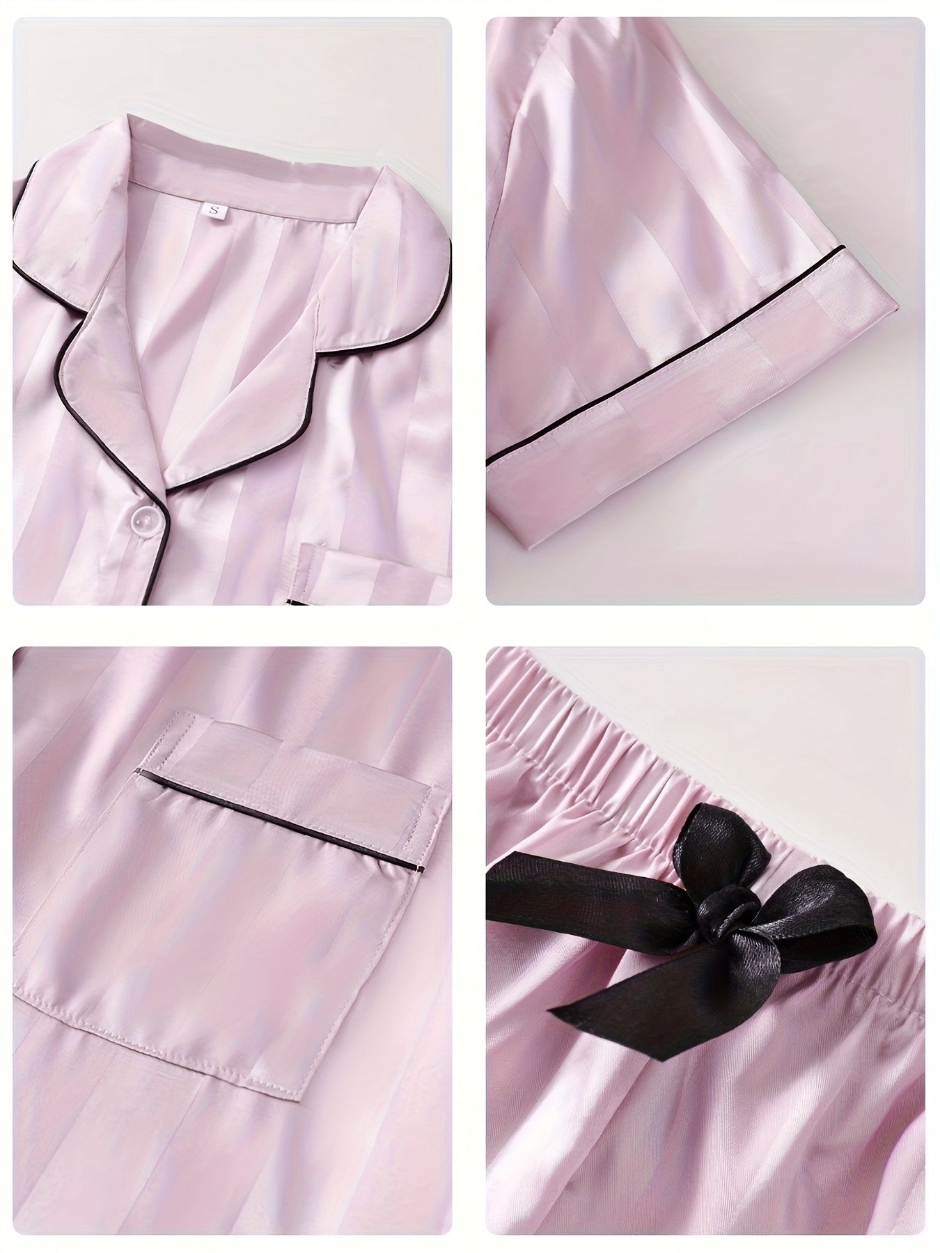 Blush Stripe Satin PJ Set (Combo of 3)
