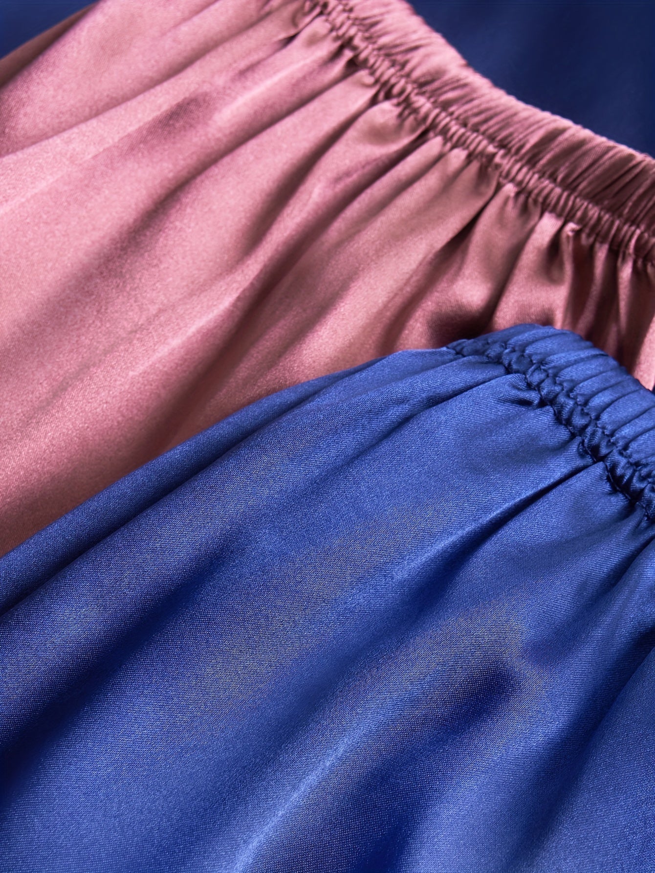 Women’s Premium Satin Night Suit Set – Pack of 2 (Royal Blue & Rose Brown)