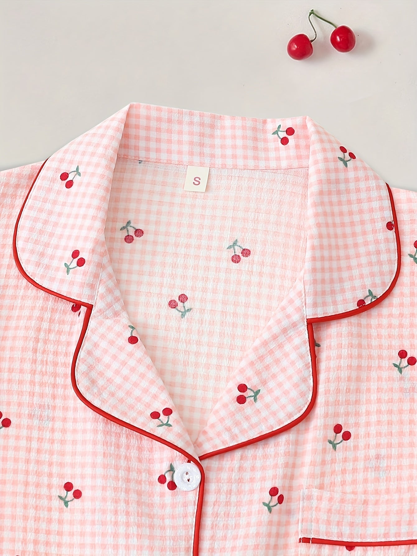 Cherry Gingham Cotton PJ Set (Combo of 3)