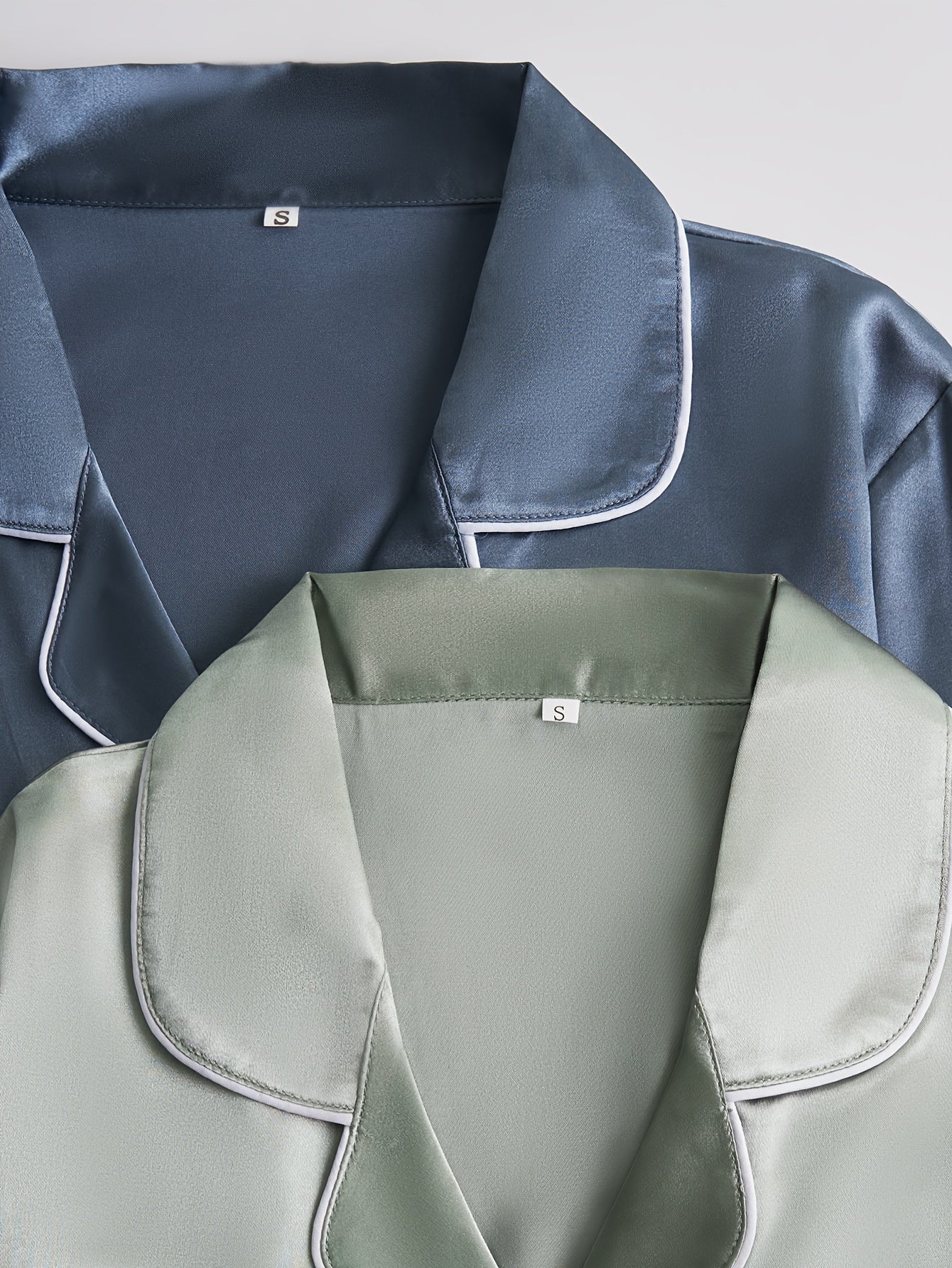 Women’s Premium Satin Night Suit Set – Pack of 2 (Olive Green & Steel Blue)