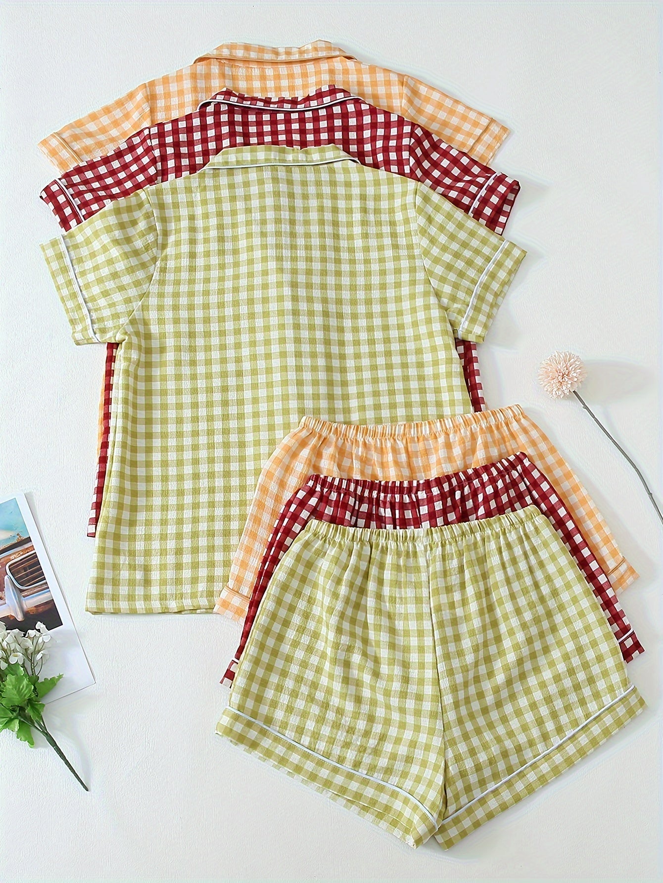 Sunny Checks Cotton PJ Set (Combo of 3)