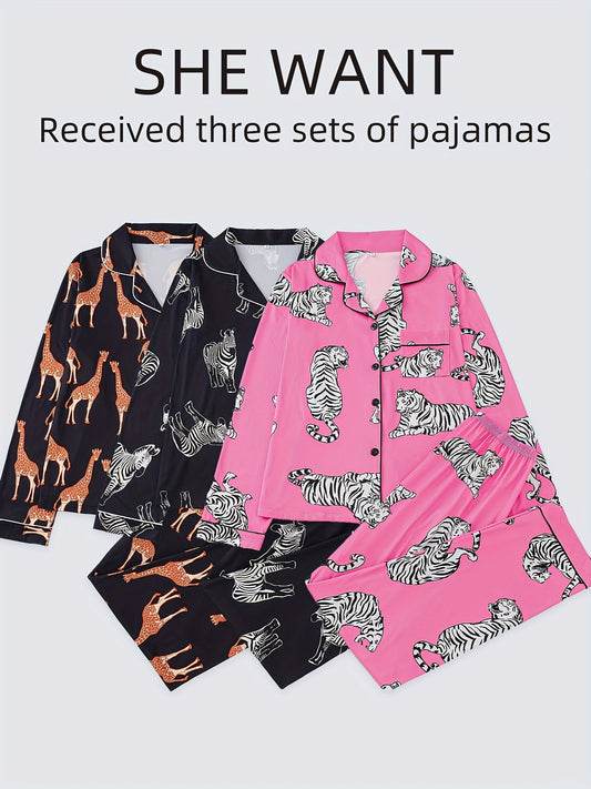 Safari Pop Animal Print PJ Set (Combo of 3)