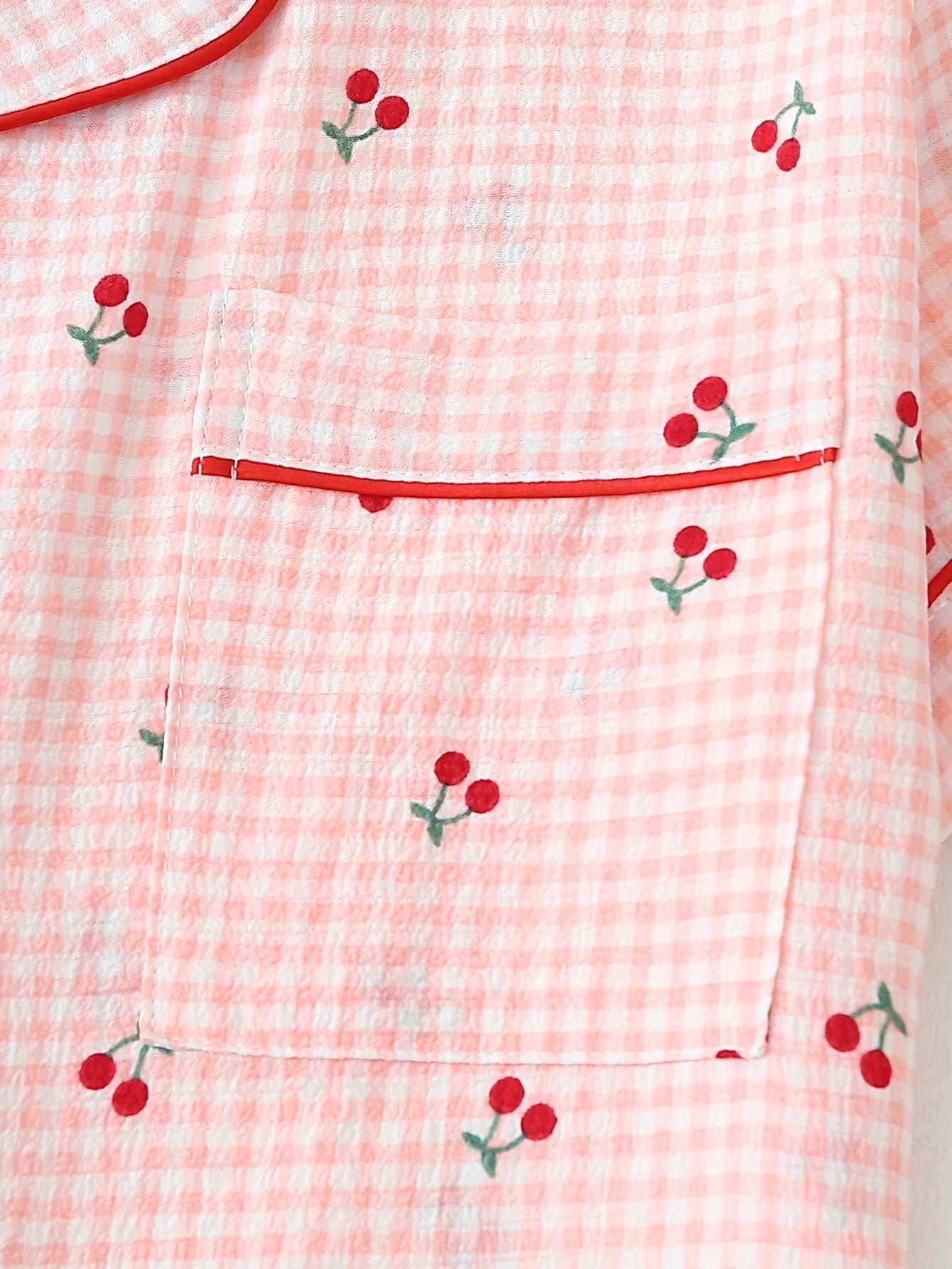 Cherry Gingham Cotton PJ Set (Combo of 3)